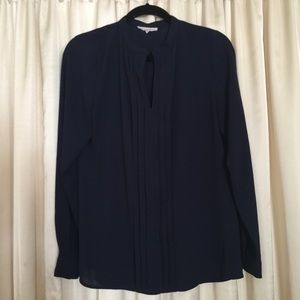 Long Sleeve Navy Blue Blouse